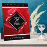 Elegant 26th Rose Wedding Anniversary Celebration Plaque<br><div class="desc">Celebrate the 26th rose wedding anniversary with this stylish plaque! Elegant white lettering on a romantic red rose background add a memorable touch for this special occasion and extraordinary milestone. Personalise with couple's names, dates of marriage, and up to two lines of customised messaging. Design © W.H. Sim. See more...</div>