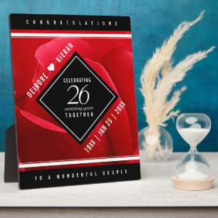 Elegant 26th Rose Wedding Anniversary Celebration Plaque