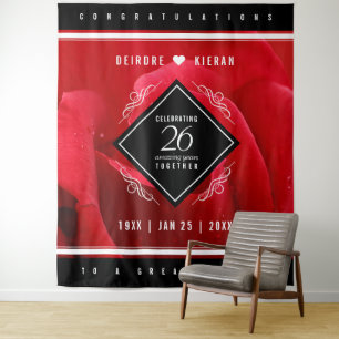 Elegant 26th Rose Wedding Anniversary Celebration Tapestry