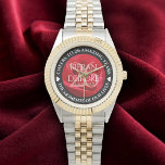 Elegant 26th Rose Wedding Anniversary Celebration Watch<br><div class="desc">Celebrate the 26th rose wedding anniversary with this commemorative watch! Elegant lettering on a romantic red rose background add a memorable touch for this special occasion and extraordinary milestone. Customise with couple's names,  dates of marriage,  and congratulatory messages.

Design © W.H. Sim. See more at zazzle.com/expressionsoccasions</div>