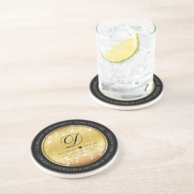 Elegant 27th Music Wedding Anniversary Celebration Coaster (Side)