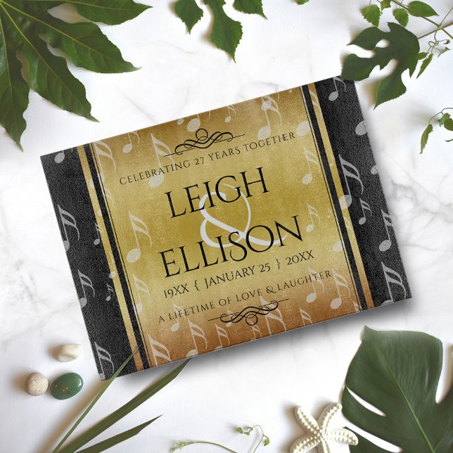 Elegant 27th Music Wedding Anniversary Celebration Cutting Board (Creator Uploaded)