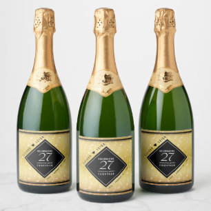 Elegant 27th Music Wedding Anniversary Celebration Sparkling Wine Label