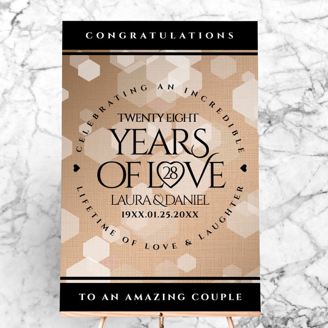 Elegant 28th Linen Wedding Anniversary Celebration Acrylic Sign (Elegant 28th Linen Wedding Anniversary Acrylic Sign Cover Photo)