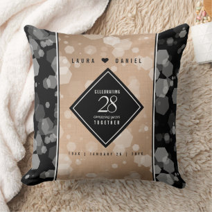 Elegant 28th Linen Wedding Anniversary Celebration Cushion