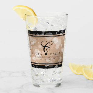 Elegant 28th Linen Wedding Anniversary Celebration Glass