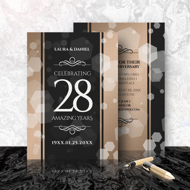 Elegant 28th Linen Wedding Anniversary Celebration Invitation (Creator Uploaded)