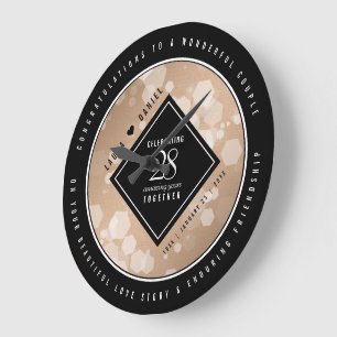 Elegant 28th Linen Wedding Anniversary Celebration Large Clock