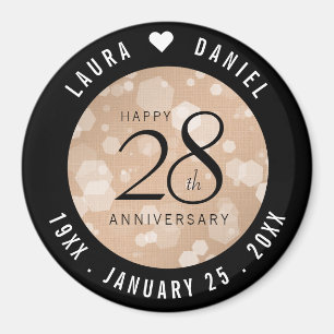 Elegant 28th Linen Wedding Anniversary Celebration Magnet