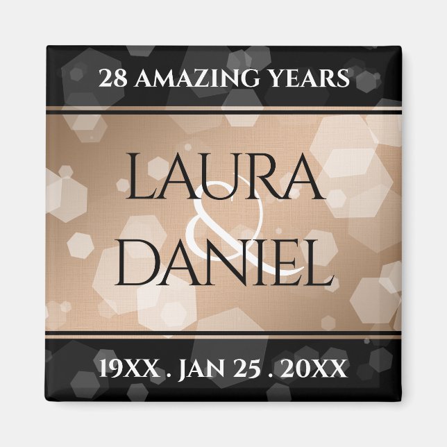 Elegant 28th Linen Wedding Anniversary Celebration Magnet (Front)