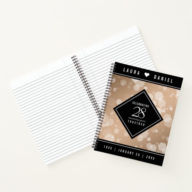 Elegant 28th Linen Wedding Anniversary Celebration Notebook (Inside)