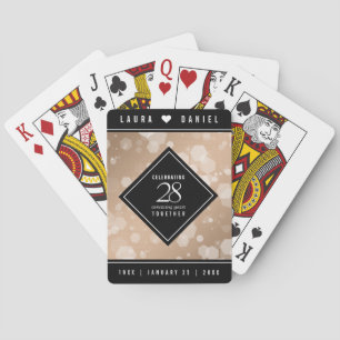 Elegant 28th Linen Wedding Anniversary Celebration Playing Cards