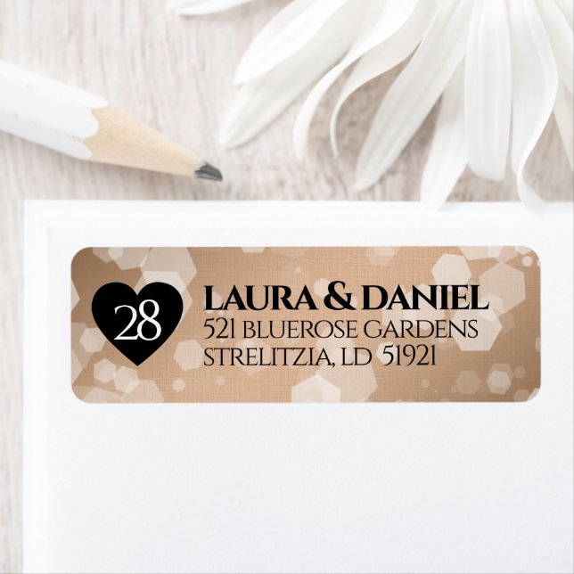 Elegant 28th Linen Wedding Anniversary Celebration Return Address Label (Insitu)