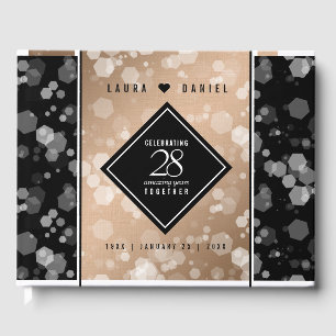 Elegant 28th Linen Wedding Anniversary Guest Book