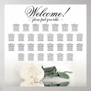 Elegant 29 Table White Rose Wedding Seating Chart