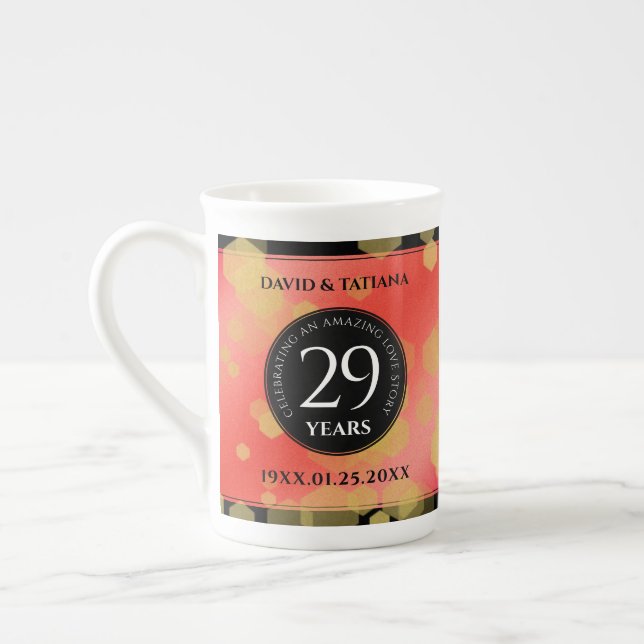 Elegant 29th Garnet Wedding Anniversary Bone China Mug (Left)