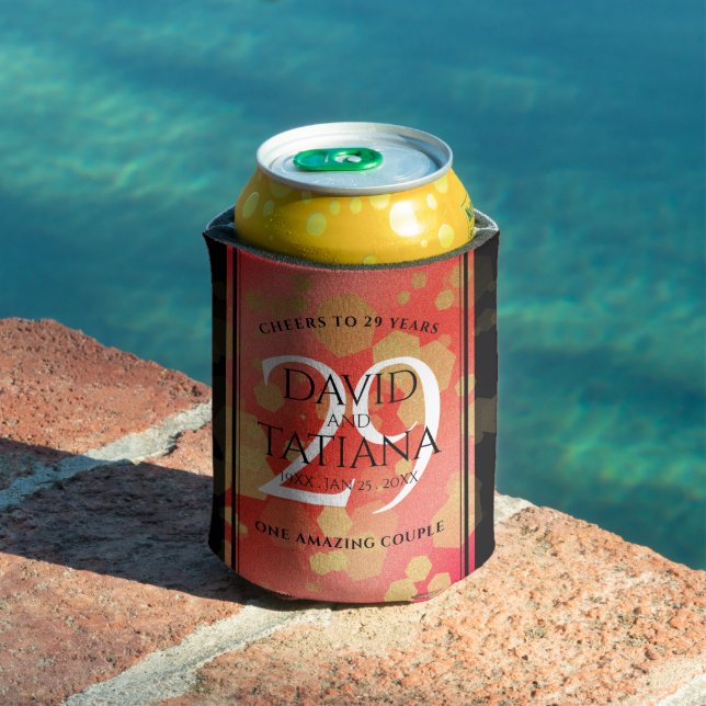 Elegant 29th Garnet Wedding Anniversary Can Cooler (In Situ Pool)