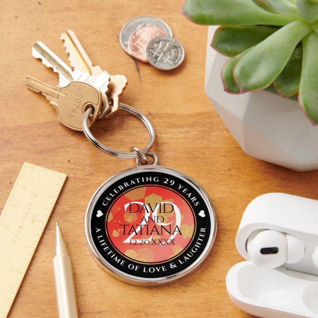 Elegant 29th Garnet Wedding Anniversary Key Ring (Desk)