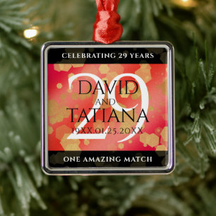 Elegant 29th Garnet Wedding Anniversary Metal Ornament