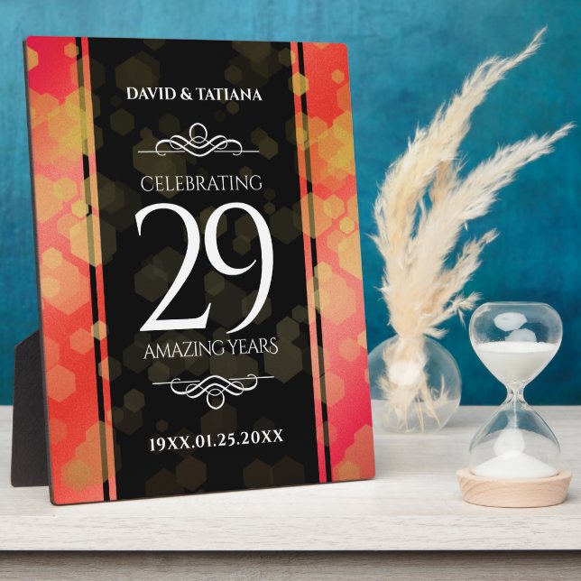 Elegant 29th Garnet Wedding Anniversary Plaque (Side)