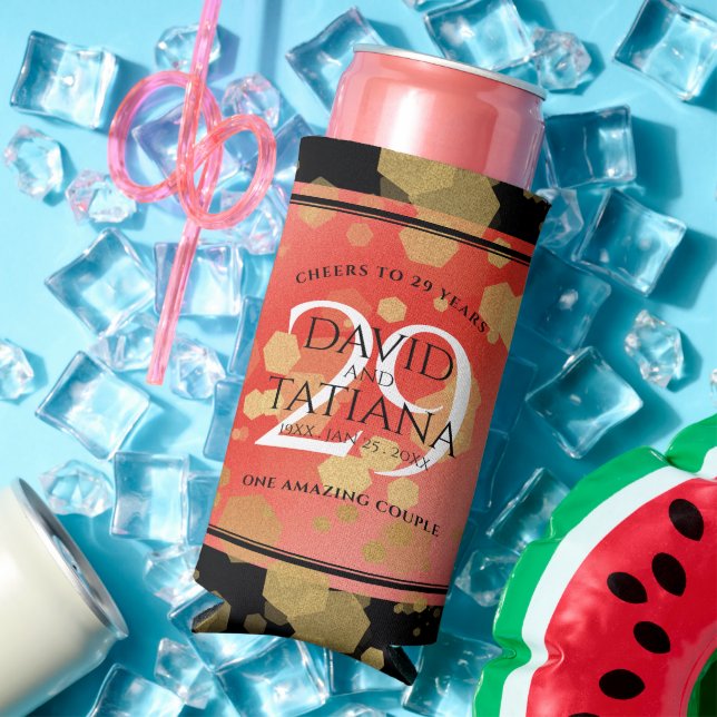 Elegant 29th Garnet Wedding Anniversary Seltzer Can Cooler (In Situ Summer)