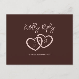 Elegant 2 Hearts Sienna Red Menu Choice RSVP Card