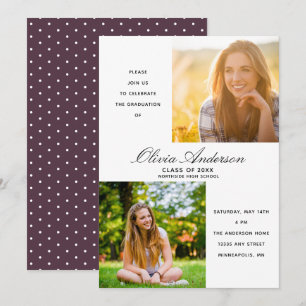 Elegant 2 Photo Cassis Purple Graduation Party