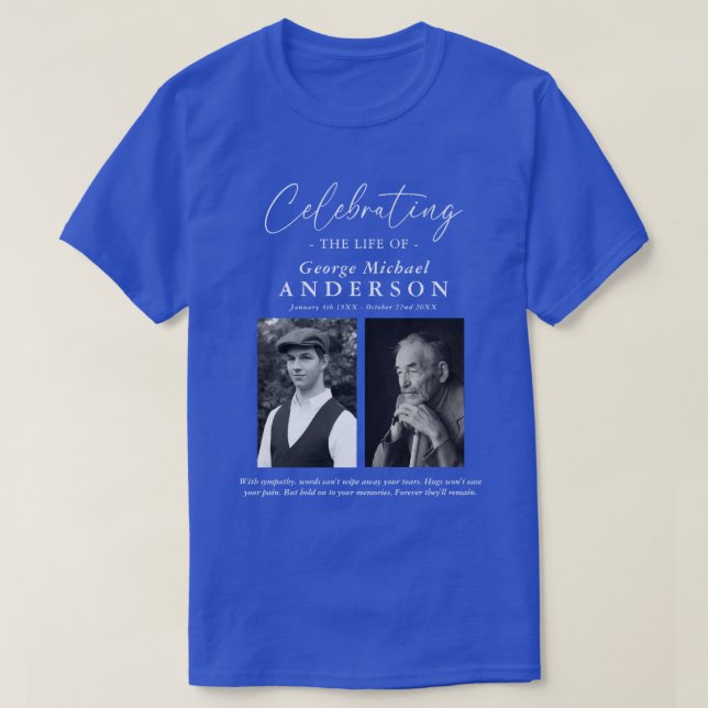 Elegant 2 Photo 'Celebrating the Life' Tribute  T-Shirt (Design Front)