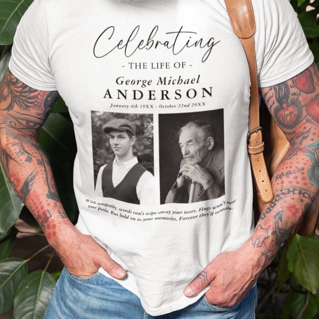 Elegant 2 Photo 'Celebrating the Life' Tribute T-Shirt (Creator Uploaded)