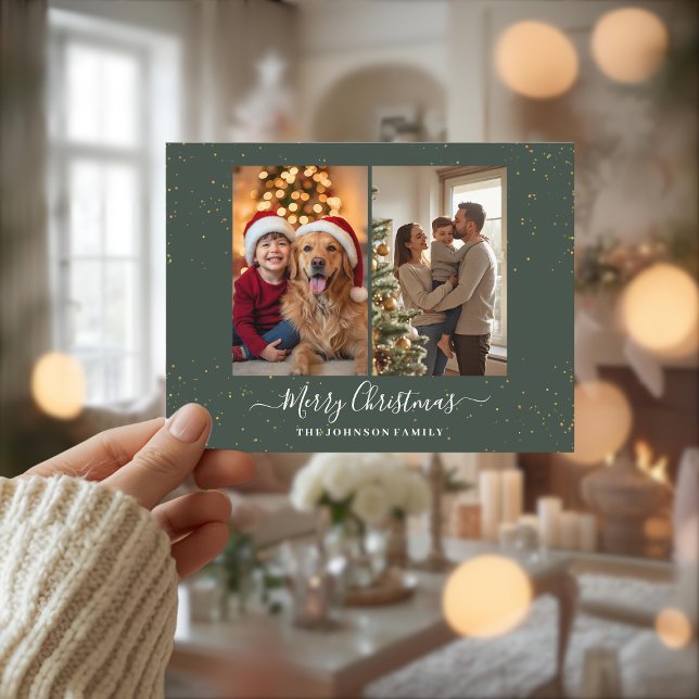 Elegant  2 Photo Christmas Card (Creator Uploaded)