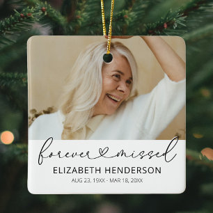Elegant 2 Photo Memorial Christmas Ceramic Ornament