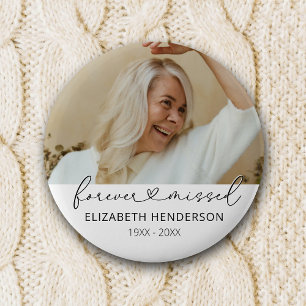 Elegant 2 Photo Memorial Funeral 6 Cm Round Badge