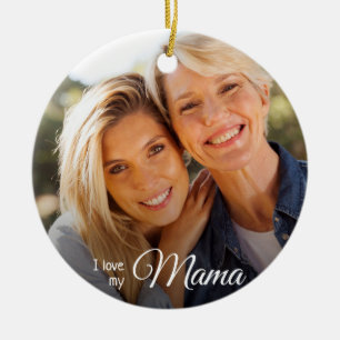 Elegant 2 Photo Mother from Daughter Christmas Ceramic Ornament