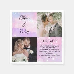 Elegant 2 Photo Simple Couple Fun Facts Wedding  Napkin