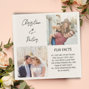 Elegant 2 Photo Simple Couple Fun Facts Wedding Napkin