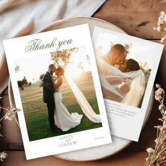 Elegant 2 Photo Thank you Wedding card