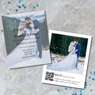 elegant 2 photos qr code rsvp wedding invitation