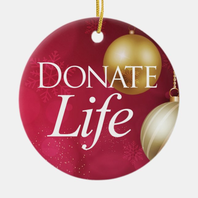 Elegant 2-sided Donate Life Ceramic Ornament (Front)