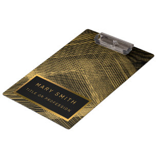 Elegant 2in1 Luxury Gold Black Business Card & Clipboard