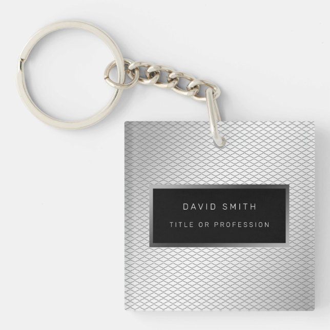 Elegant 2in1 Luxury Silver Metal Business Card & Key Ring (Front)