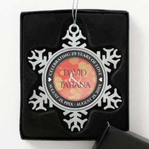 Elegant 2nd 29th Garnet Wedding Anniversary Snowflake Pewter Christmas Ornament