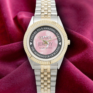 Elegant 2nd 5th Rose Quartz Wedding Anniversary Watch