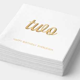 Elegant 2nd Birthday Modern Gold Foil Napkins