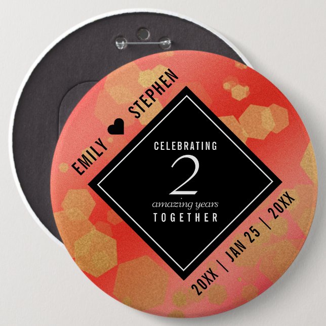 Elegant 2nd Garnet Wedding Anniversary 6 Cm Round Badge (Front & Back)