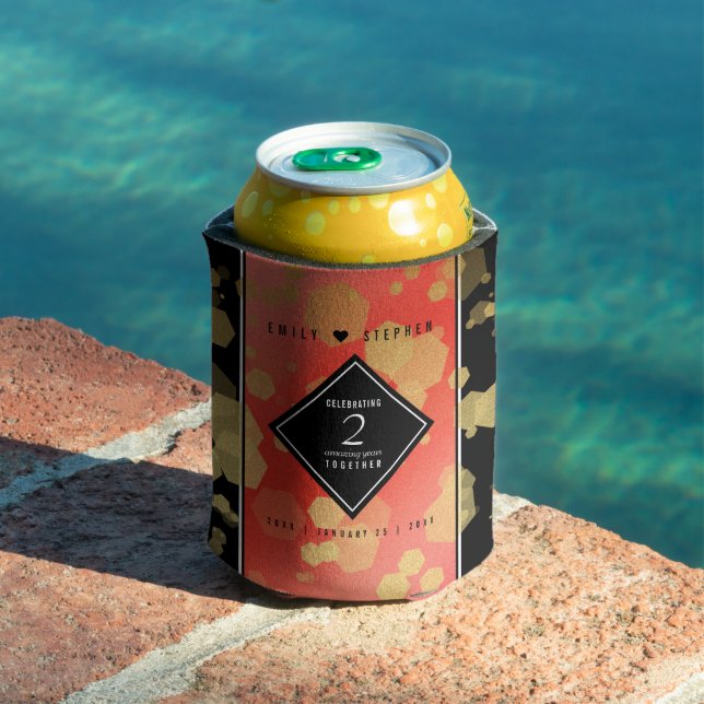 Elegant 2nd Garnet Wedding Anniversary Can Cooler (In Situ Pool)