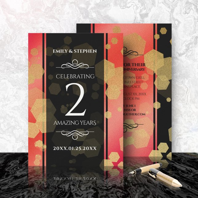 Elegant 2nd Garnet Wedding Anniversary Celebration Invitation (Creator Uploaded)