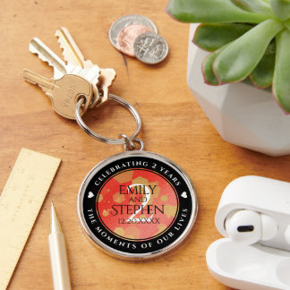 Elegant 2nd Garnet Wedding Anniversary Celebration Key Ring