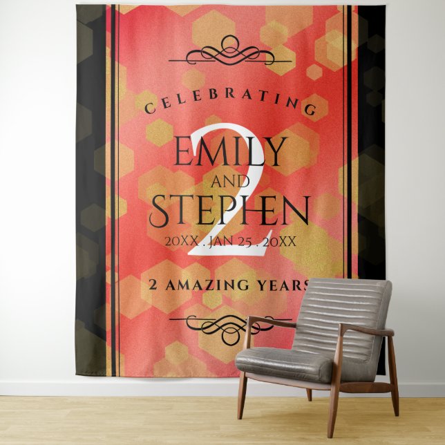 Elegant 2nd Garnet Wedding Anniversary Celebration Tapestry (In Situ)