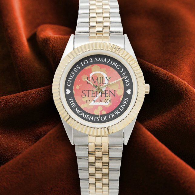 Elegant 2nd Garnet Wedding Anniversary Celebration Watch (Elegant 2nd Garnet Wedding Anniversary Wristwatch Cover Photo)