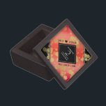 Elegant 2nd Garnet Wedding Anniversary Gift Box<br><div class="desc">Celebrate the 2nd garnet wedding anniversary with this stylish keepsake box! Elegant black and white lettering with gold-dusted hexagonal confetti on a reddish orange backgrounds add a memorable touch for this special occasion and milestone. Personalise with the couple's names and dates of marriage. Design © W.H. Sim. See more at...</div>